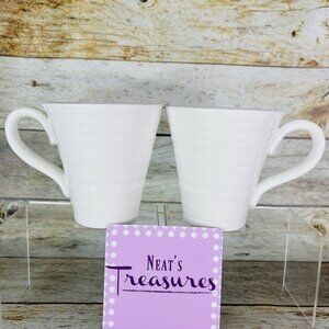 Portmeirion SOPHIE CONRAN WHITE Embossed Rings 12oz Flared Cups Mugs Set of 2